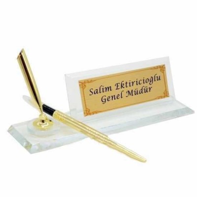 Kristal Cam Kalemli Masa İsimliği